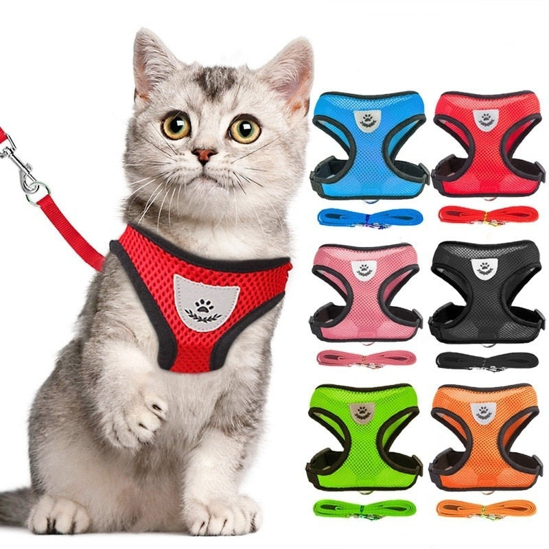 Cat Adjustable Harness Polyester Mesh Vest