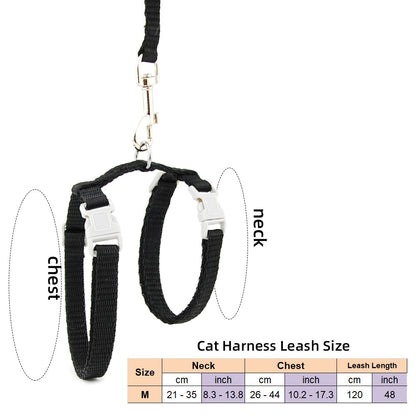 Cat Dog Collar Harness Leash Adjustable Nylon Traction Halter Collar