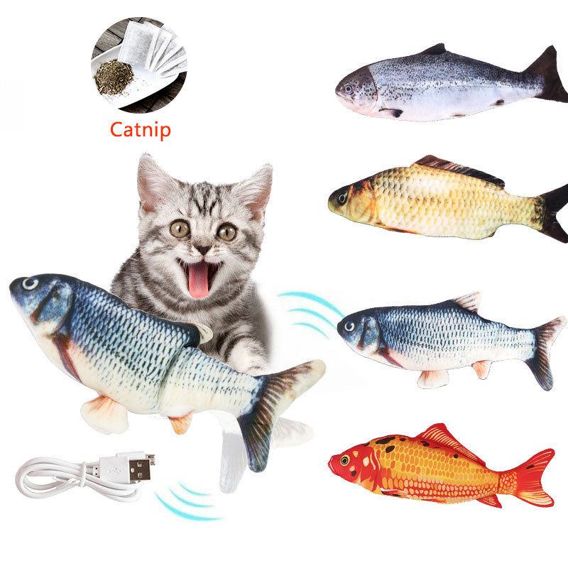 Pet Soft Electronic Fish Shape Cat Toy Electric USB Charging Simulation