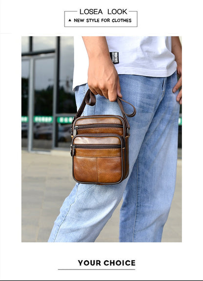 Bag Fashion Business Full-Grain Leather Shoulder Bag