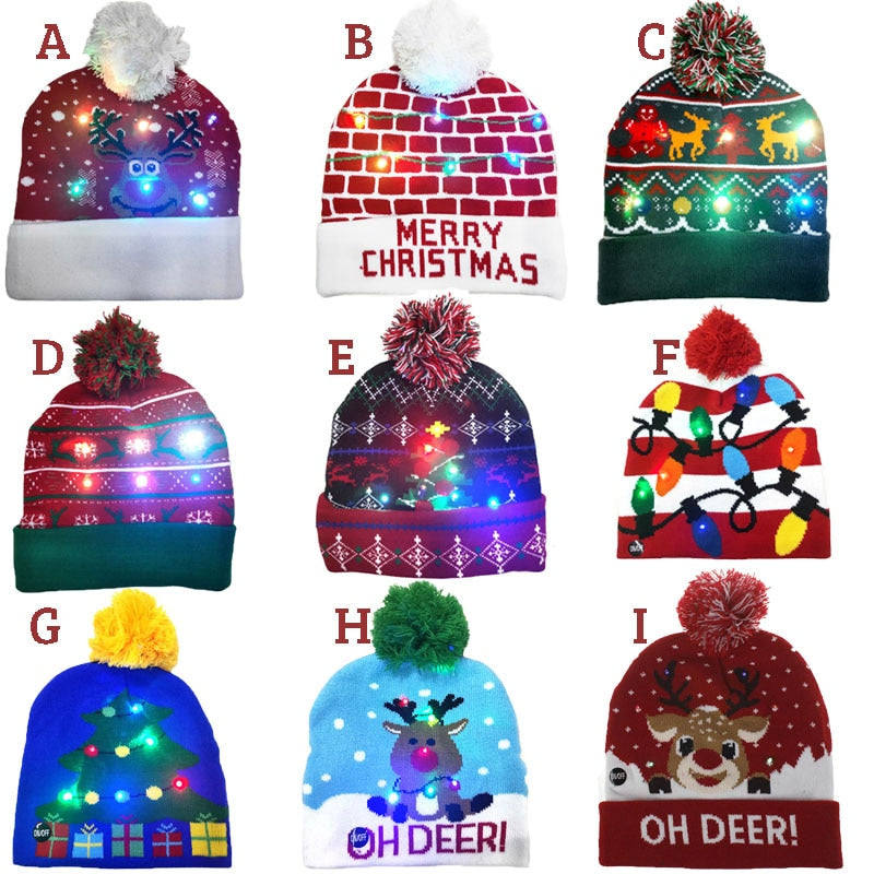 New Year LED Knitted Christmas Hat Beanie