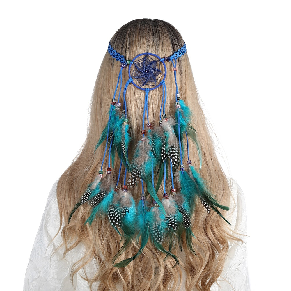 Boho Feather Headband for Woman Festival Hair Accessories