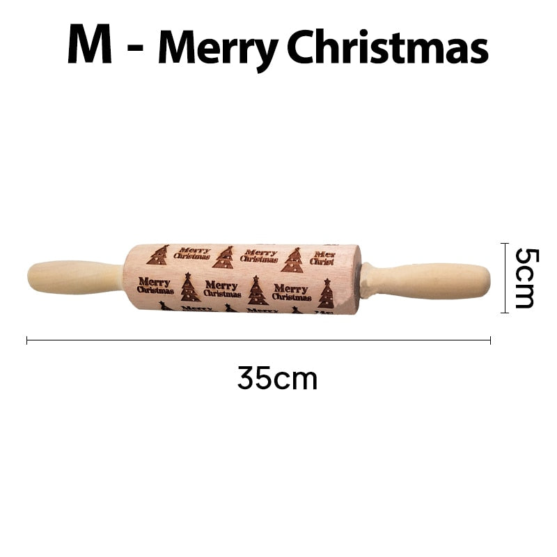 Christmas Rolling Pins Rock Snowflake Elk Wooden Rolling