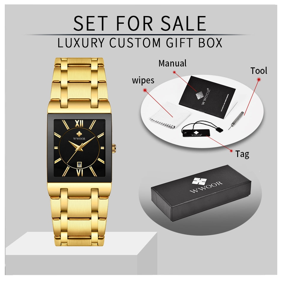 Gold Watch Men Square Mens Watches