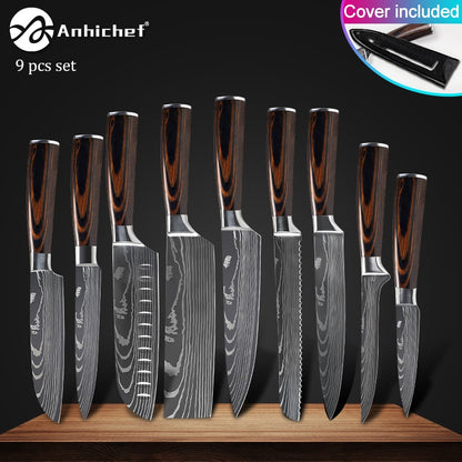 Kitchen Knives Stainless Steel Laser Damascus Knife