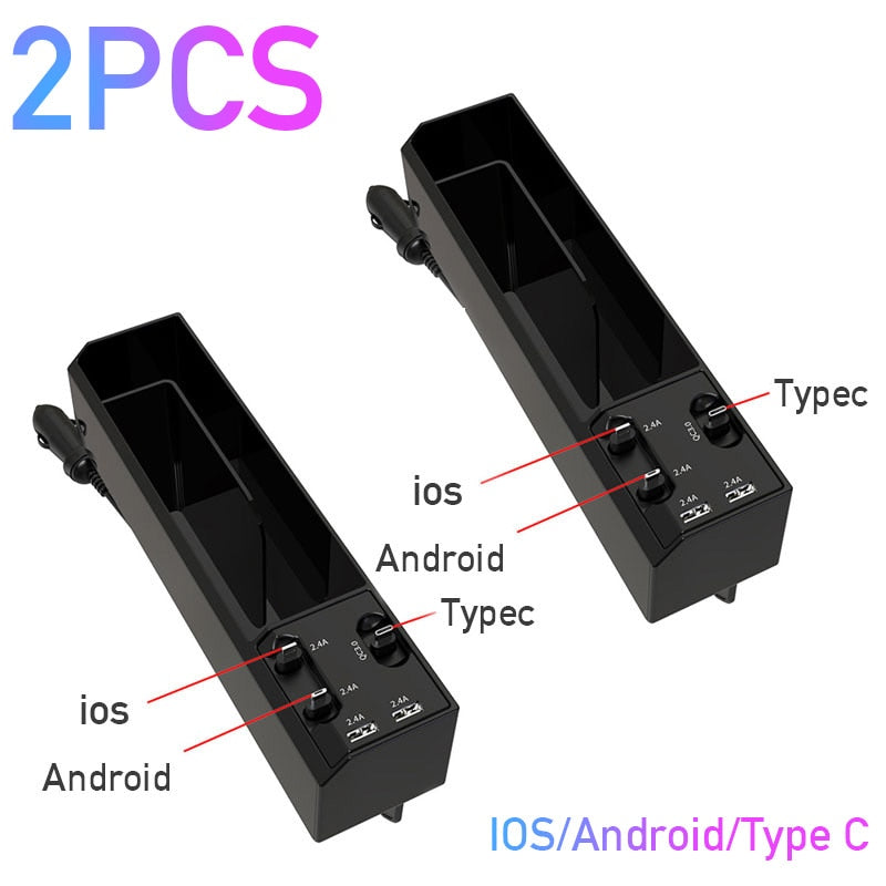 Car Organizer with Charger Cable Car Seat Gap Storage Box