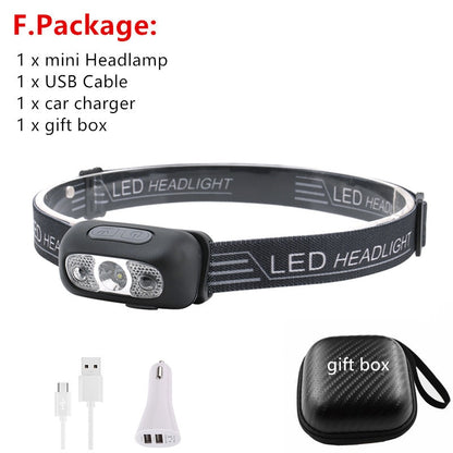 Mini Rechargeable LED Headlamp Body Motion Sensor