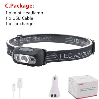 Mini Rechargeable LED Headlamp Body Motion Sensor