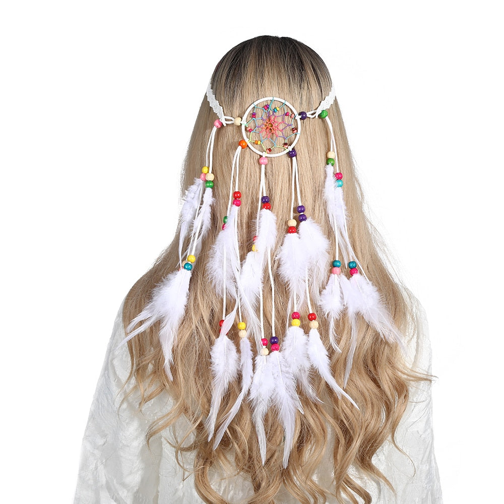 Boho Feather Headband for Woman Festival Hair Accessories