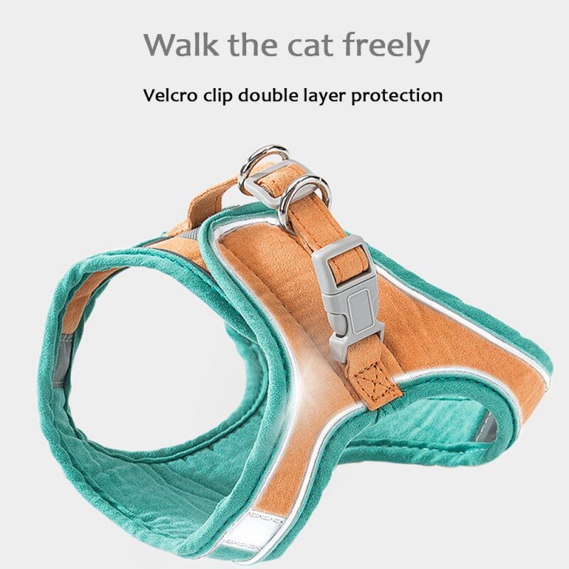 Suede Dog Cat Harness Vest Patch-work Puppy