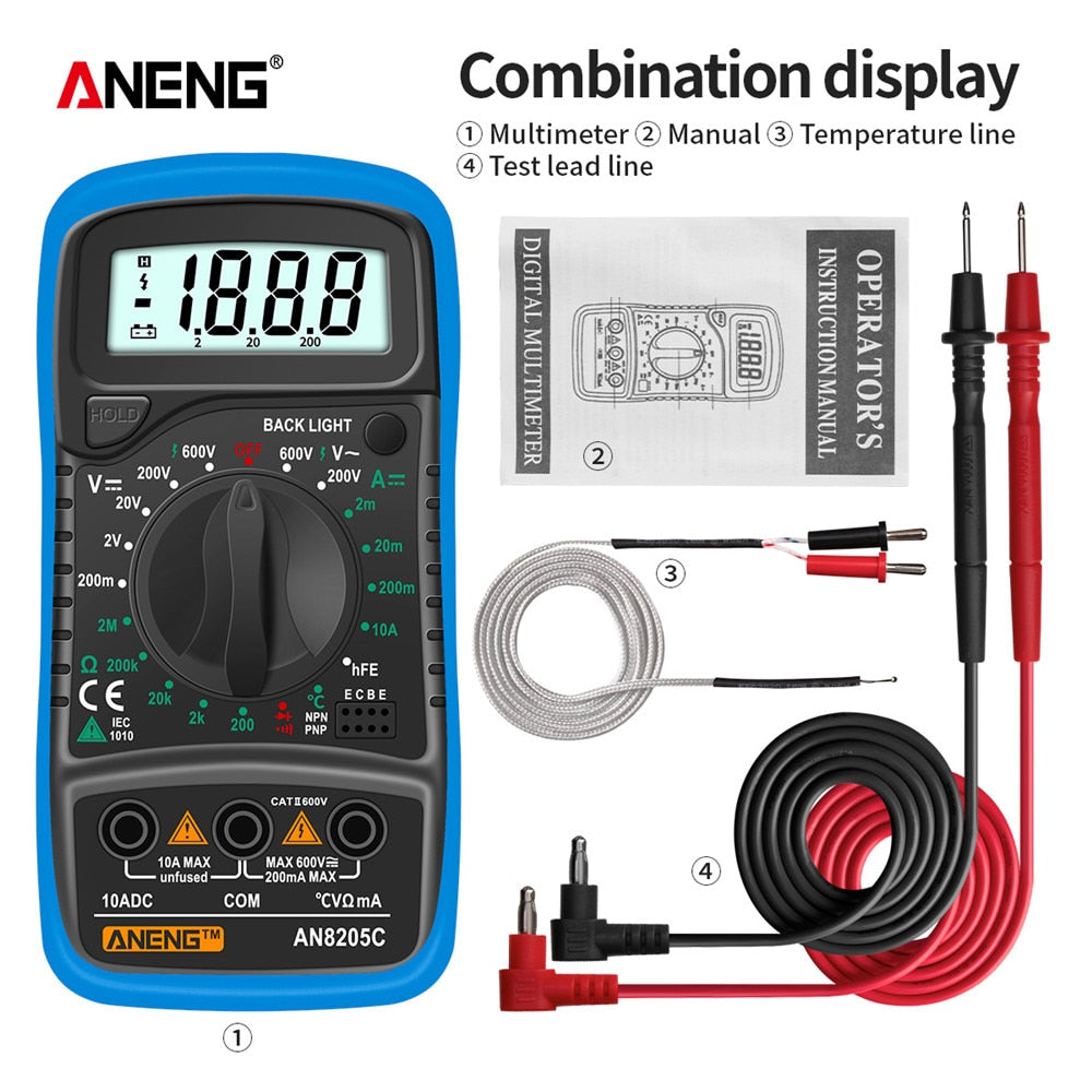 AN8205C Digital Multimeter AC/DC Ammeter Volt Ohm Tester Meter