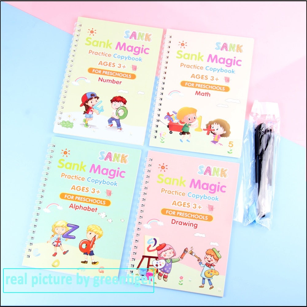 4 Magic Copybooks Children Toy Writing Reusable