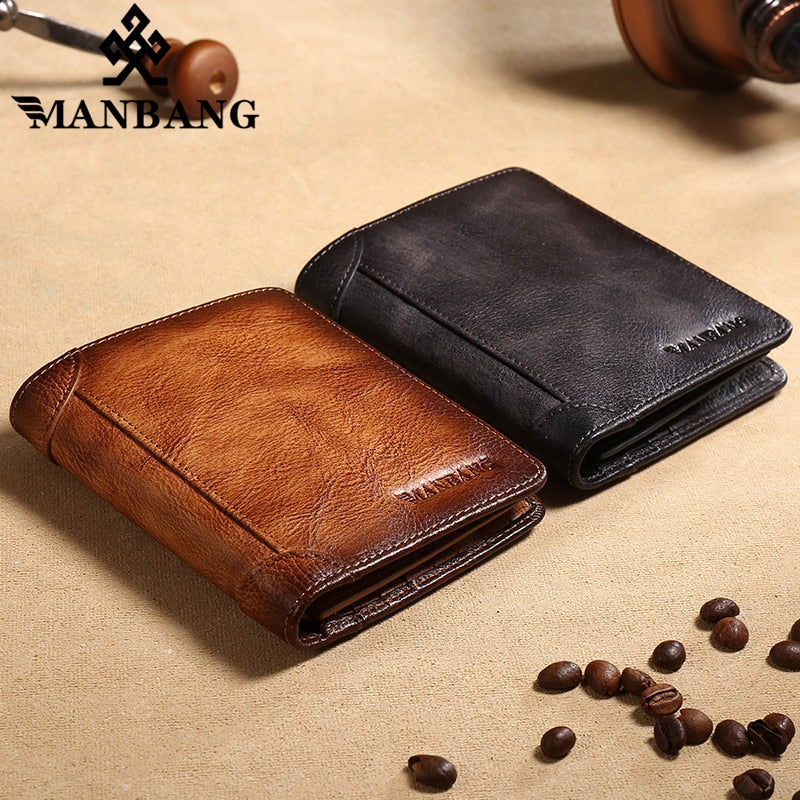 HOT Genuine Leather Men Wallet Small Mini Card Holder