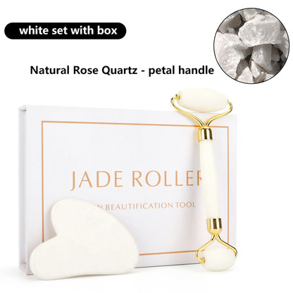 Beauty Natural Rose Quartz Jade Roller Gua Sha Set