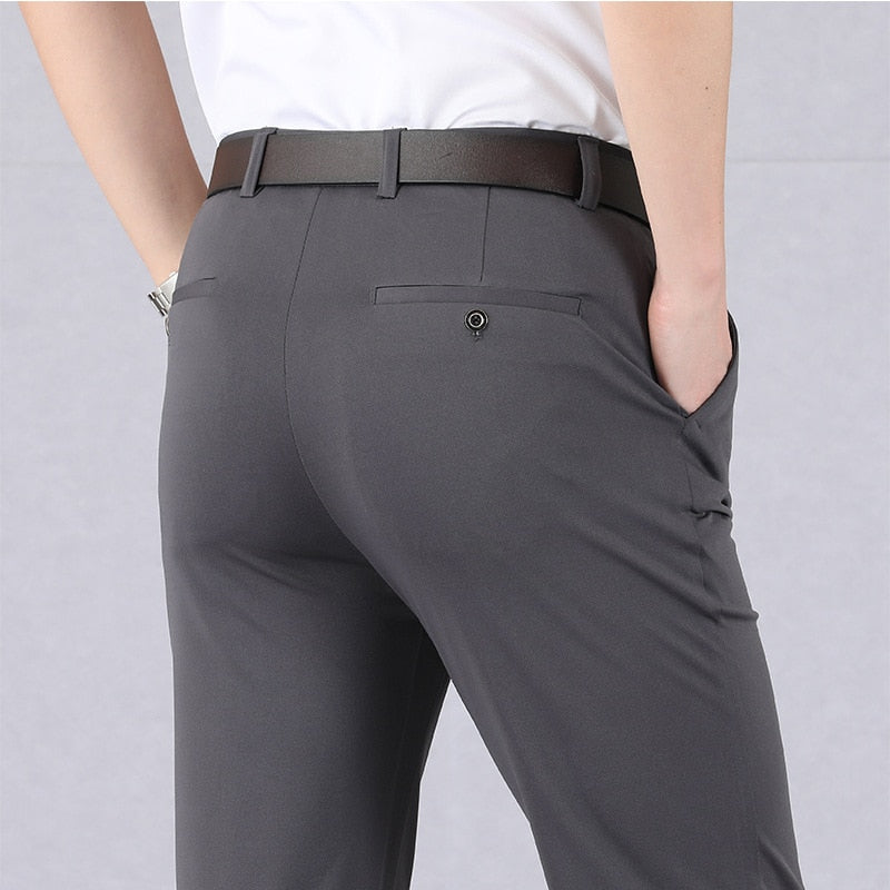 Slim High Stretch Men Casual Pants Business Casual Wear