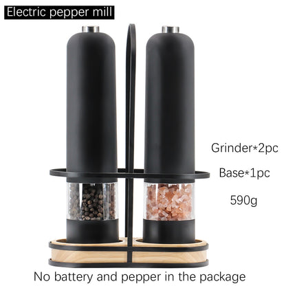 Automatic Salt Pepper Grinder Set Electric Plastic Ceramic Burr Mill