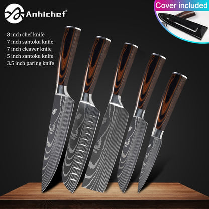 Kitchen Knives Stainless Steel Laser Damascus Knife