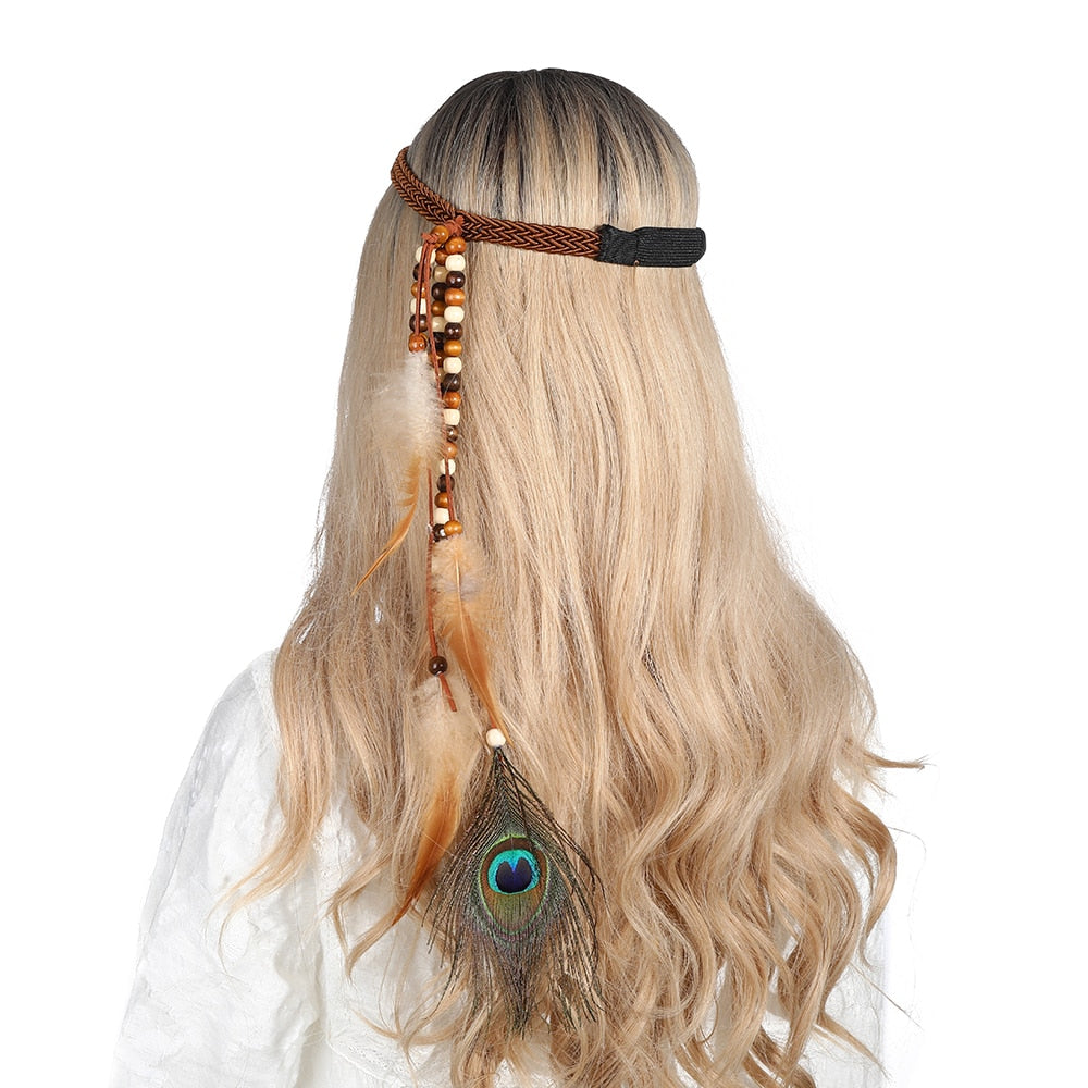 Boho Feather Headband for Woman Festival Hair Accessories