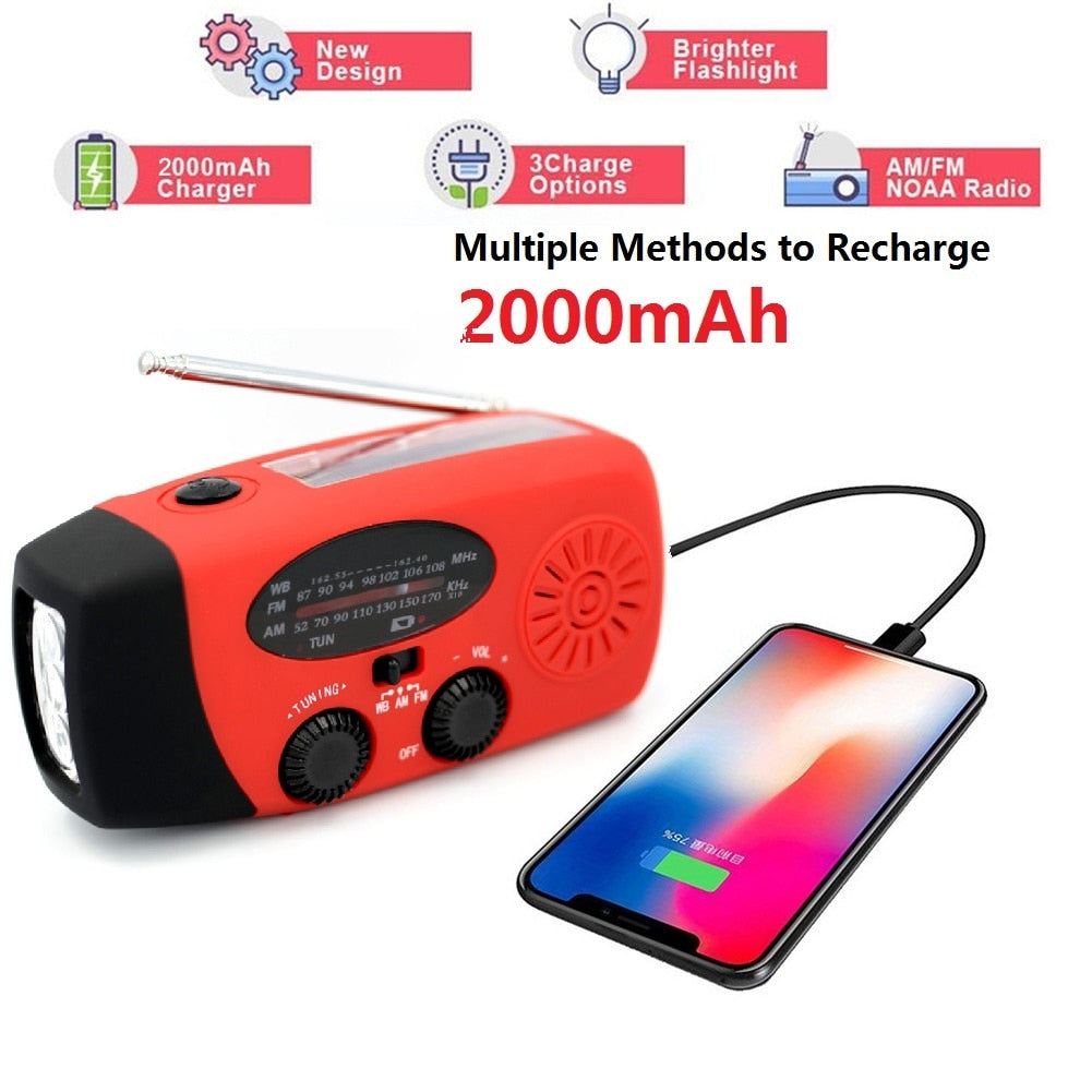 Multifunctional Hand Radio Solar Crank Dynamo