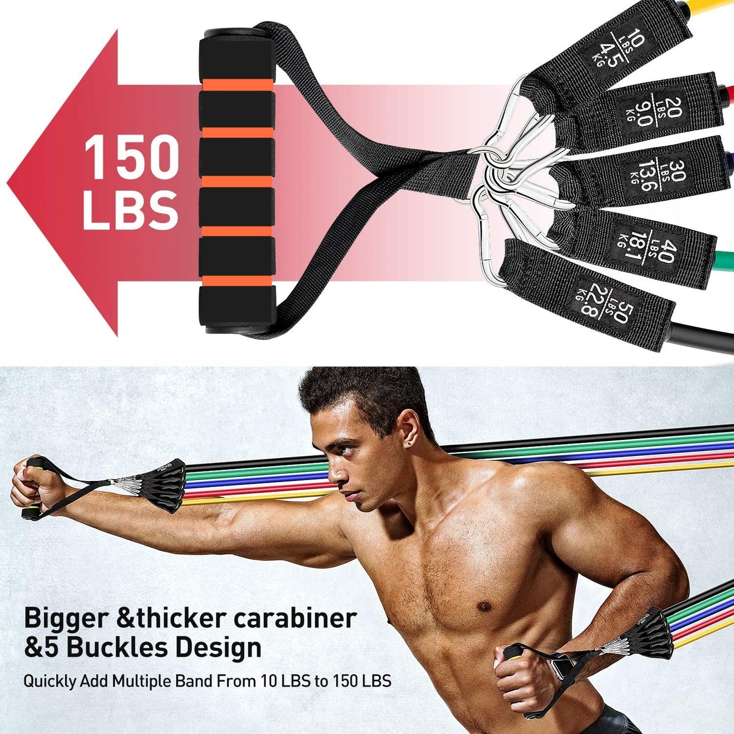 Resistance Bands Set Exercise Bands with Door Anchor Legs Ankle Straps