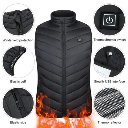 New USB Electric Heated Vest Winter Smart Heating Jackets