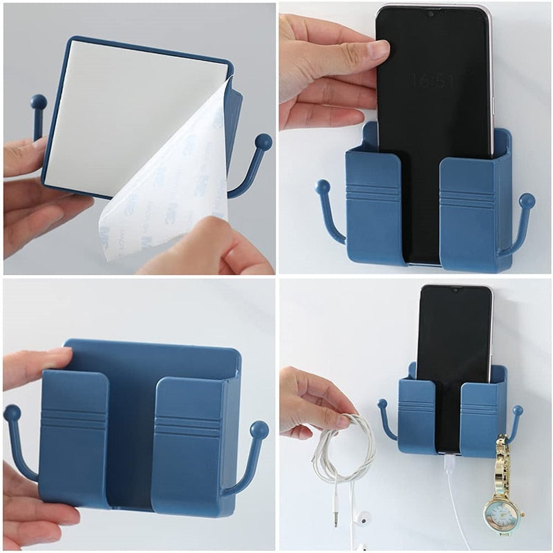 1 to 2 Pieces Self-Adhesive Wall Mount Phone Holder