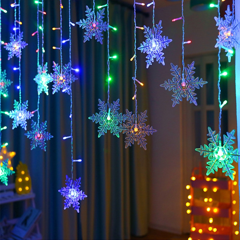 Christmas snowflakes LED String lights Flashing Lights Curtain Light