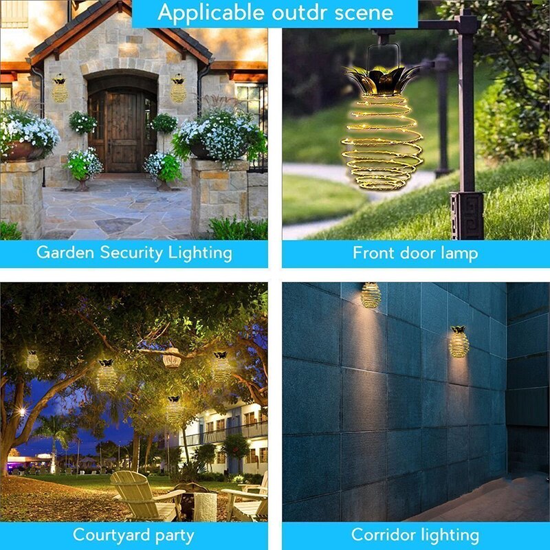 1 to 2 Pieces 24LED Pineapple Solar Patio Lights