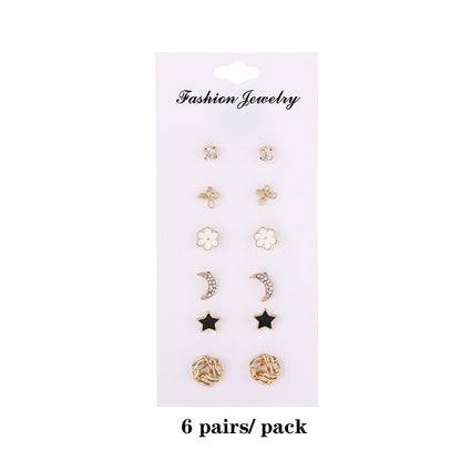12 Pair Pack Shiny Wedding Stud Earrings Set