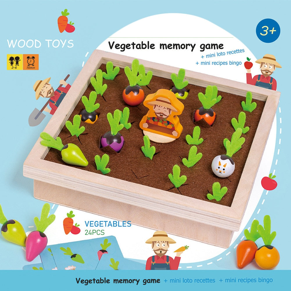Harvest Carrot Kids Wooden Montessori Toys Block Set