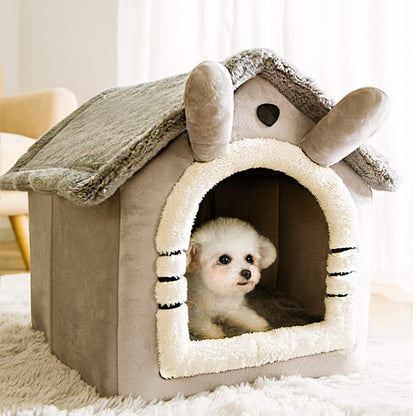 Dog House Kennel Soft Pet Bed Small Cat Tent