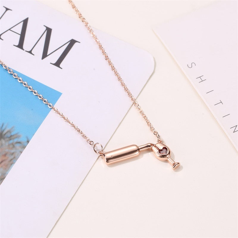 Fashion 3 Colors Rose Gold Wine and Cup Necklace