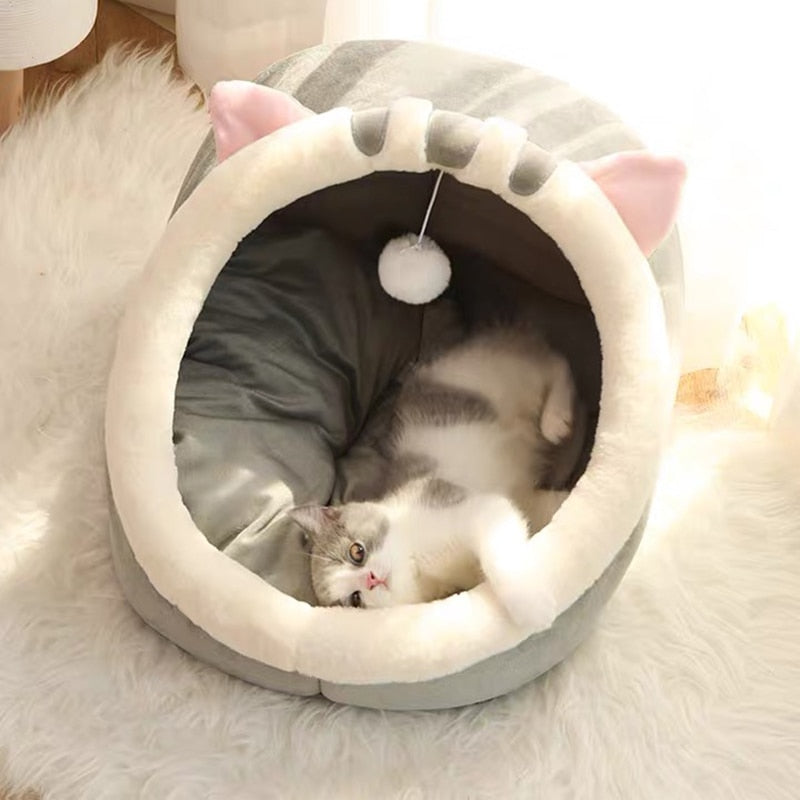 Sweet Cat Bed Warm Pet Basket Cozy Kitten Lounger