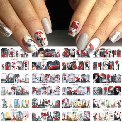 Beauty 12pieces Cute Christmas Nail Stickers Cartoon Animal Design