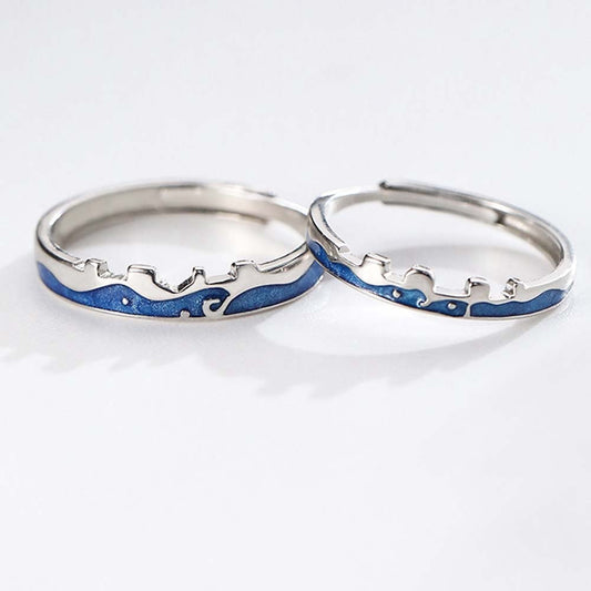 Lovers Romantic Couple Rings Starry Sky Waves