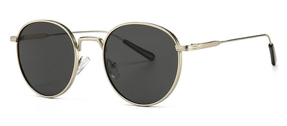 Men's round sunglasses retro metal gold black brown classic sun glasses