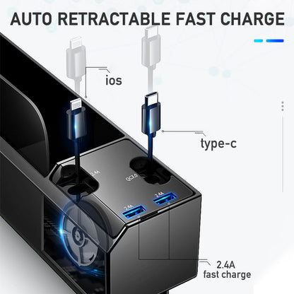 Car Organizer with Charger Cable Car Seat Gap Storage Box