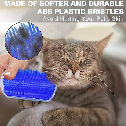 Cat Self Groomer With Catnip Soft Cats Wall Corner Massage Cat Comb Brush