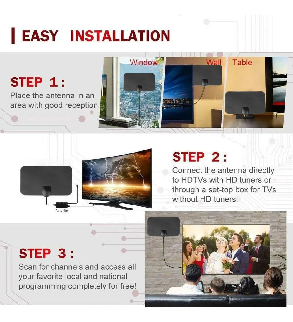 TV Antenna HD TV DTV Box Digital  Aerial Flat