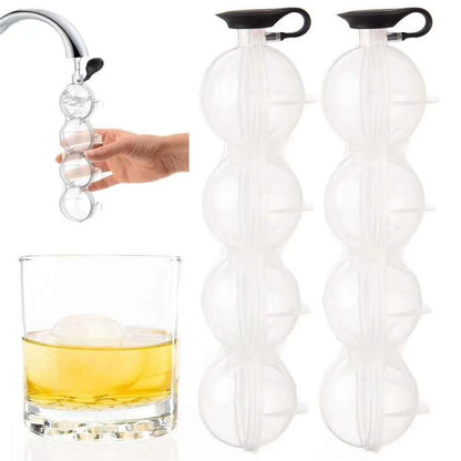 4-Hole Round Ice Ball Mold Whiskey Cocktail Drink