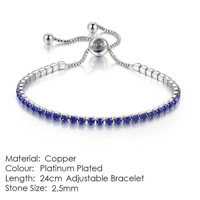 Tennis Bracelets Simple Blue Round Zircon Bracelet