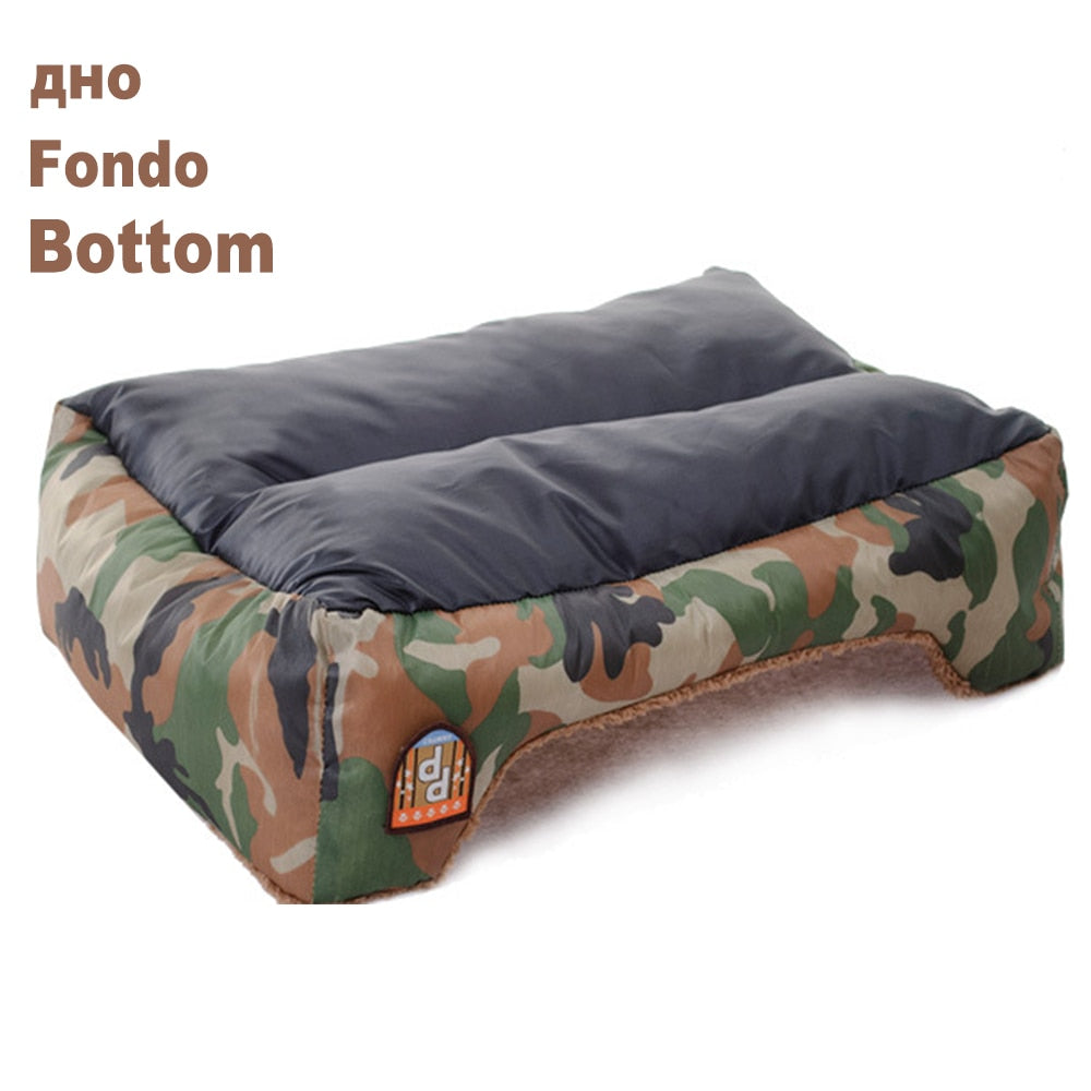 Camo Plush Dog Bed House Baskets Mat Pet Beds