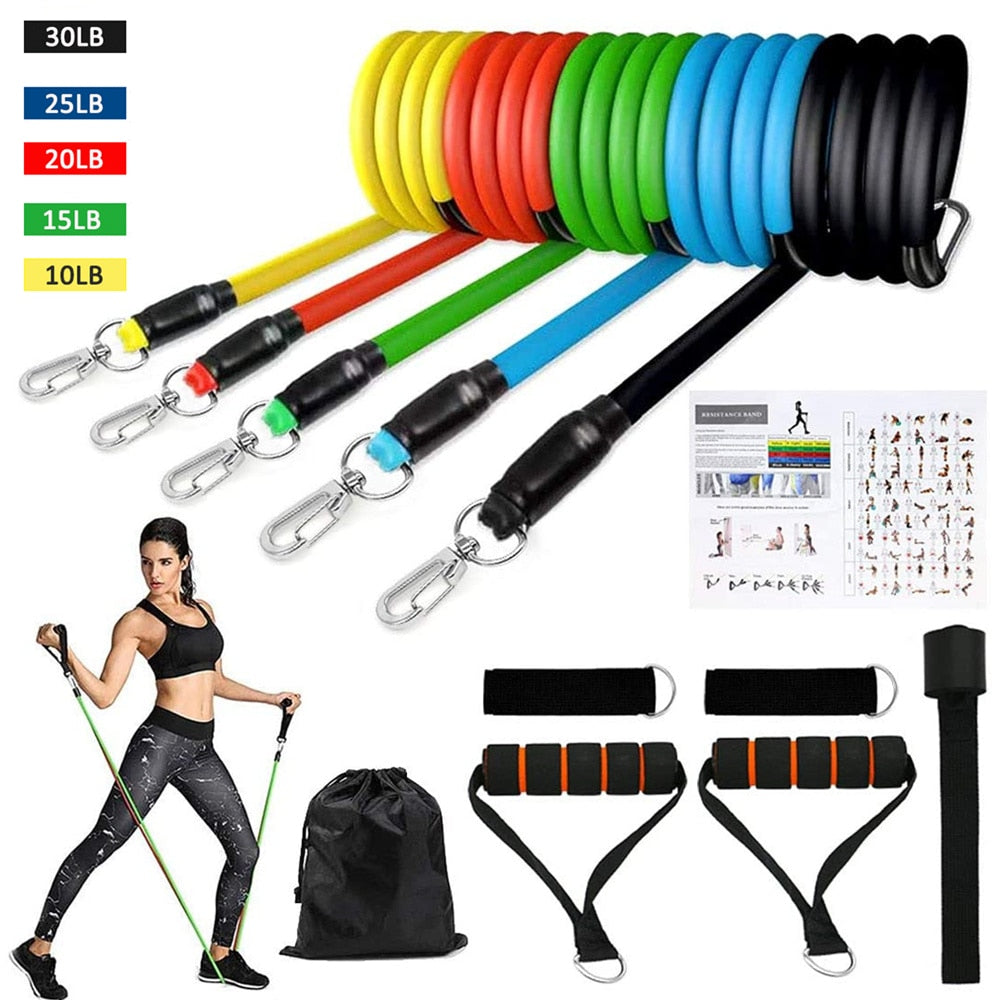 Resistance Bands Set Exercise Bands with Door Anchor Legs Ankle Straps