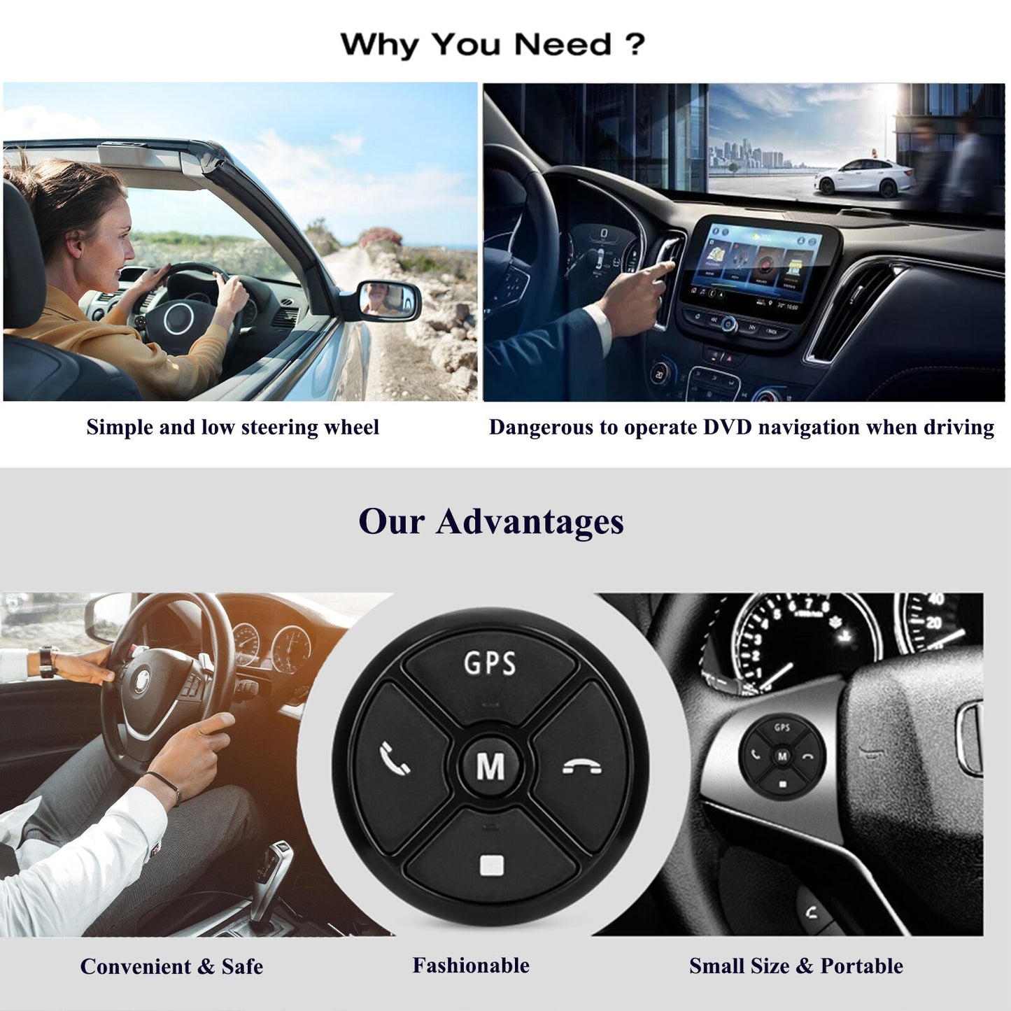 Car Steering Wheel Control Buttons 10 Keys Wireless Remote
