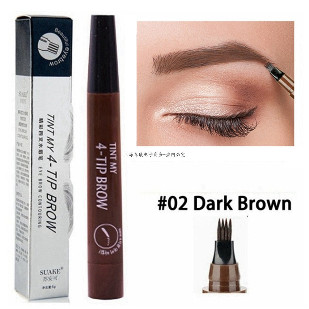 Beauty 5 Colors Eyebrow Pen Waterproof 4 Fork Tip Eyebrow Tattoo Pencil