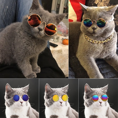 Dog Sunglasses Cat Round Reflection Eye Wear