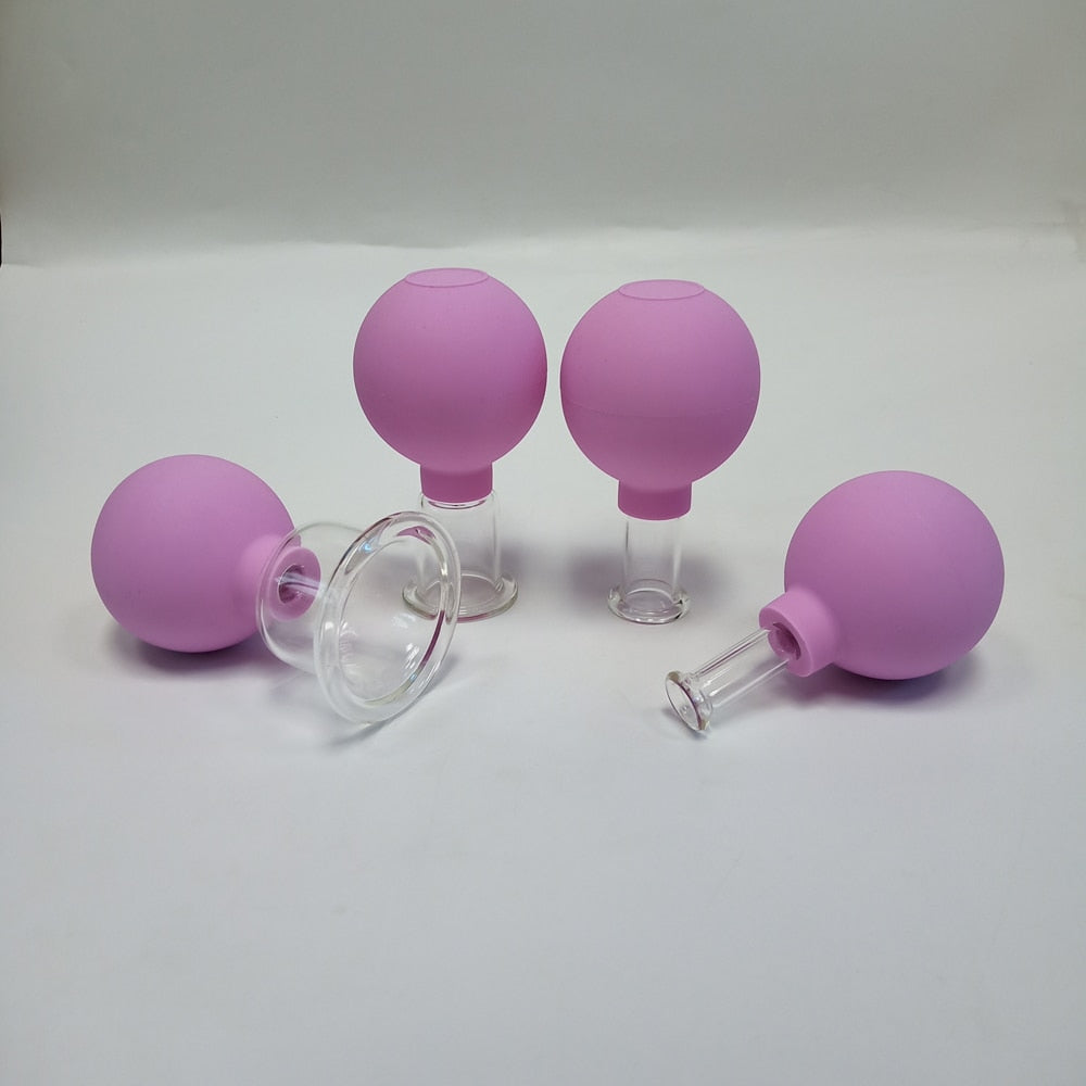 4 pieces Rubber Head Glass Vacuum Cupping Massager Health Product