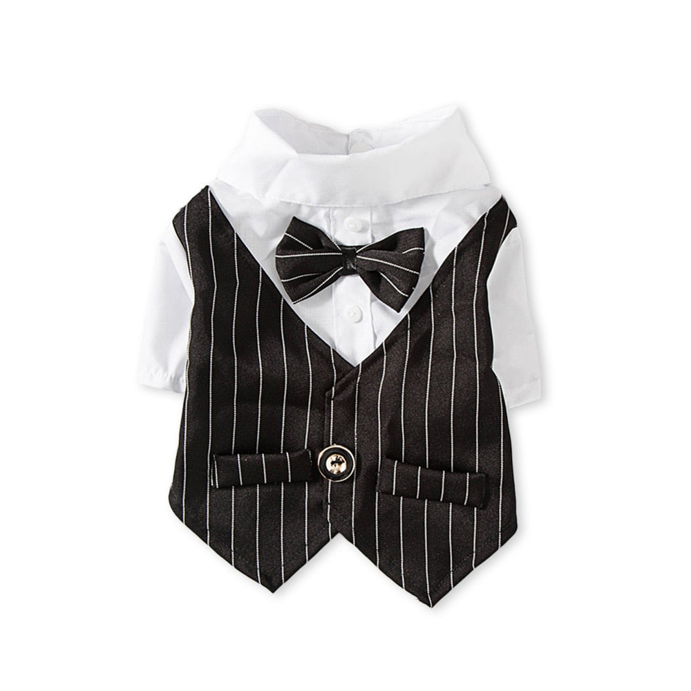 Gentleman Dog Clothes Wedding Suit Formal Shirt Bowtie Tuxedo