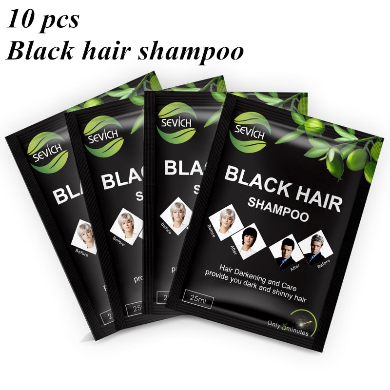 Beauty 10 pieces lot Instant Black Hair Shampoo
