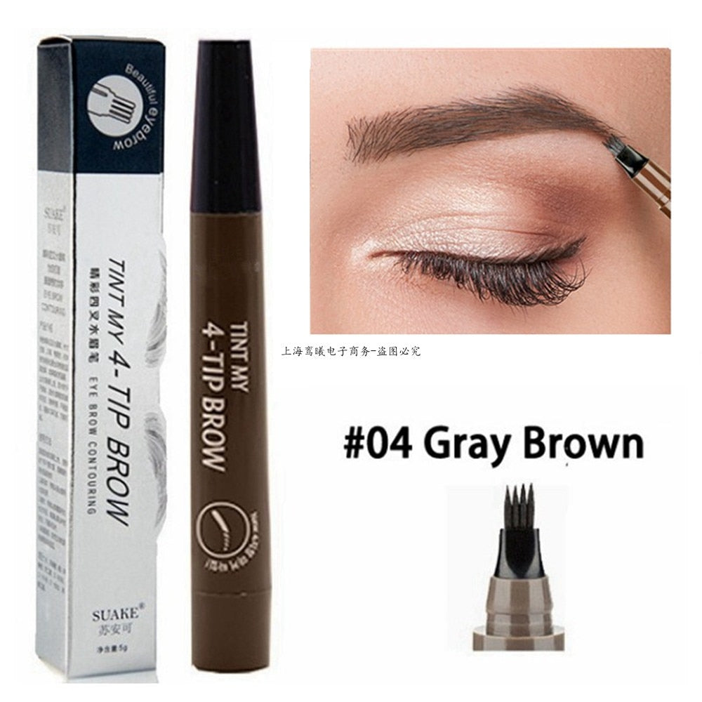 Beauty 5 Colors Eyebrow Pen Waterproof 4 Fork Tip Eyebrow Tattoo Pencil